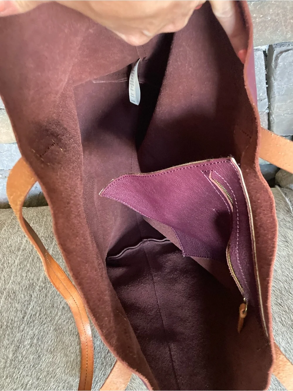 Mark & Graham Brooklyn Leather Oversized Tote Plum Long Weekend